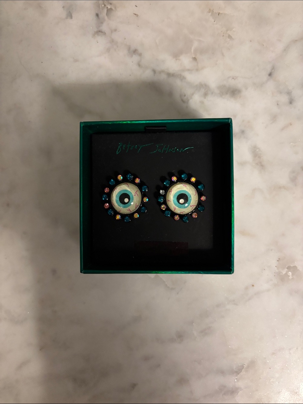 Betsey Johnson Jeweled Eyeball Glow In The Dark Earrings